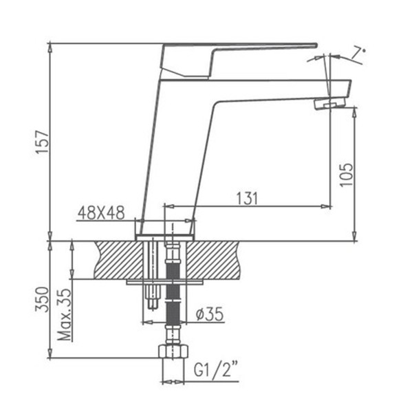 Смеситель для раковины 35к HB10191 HAIBA б/отв п/гайку^ - HB10191 