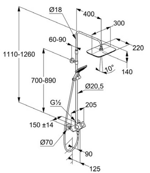 Душевая система KLUDI COCKPIT Explorer  с термостатом, хром (8005005-00)