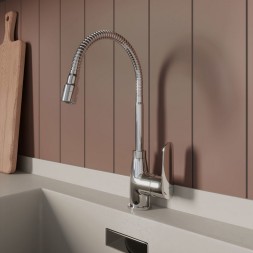 Смеситель для кухни 35к Milardo M07SB2FM05 "Meal" гибкий, высокий пов. излив, п/гайку, ХРОМ - M07SB2FM05