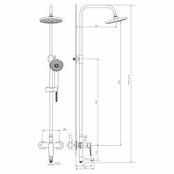 Душевая система 35к MIXLINE ML2429 излив лейка 3 позиции +лейка "Тропический душ" ХРОМ - ML2429