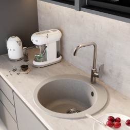 Мойкa ML-GM13 КОМФОРТ круглая, серая (310), 495мм (глуб. чаши 200) - 00-00009328 