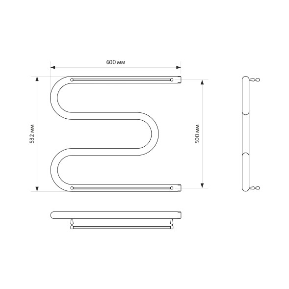 Полотенцесушитель MIXLINE SIMPLE M 50х60 1&amp;#039;&amp;#039; ПОЛКА - ML-556301 
