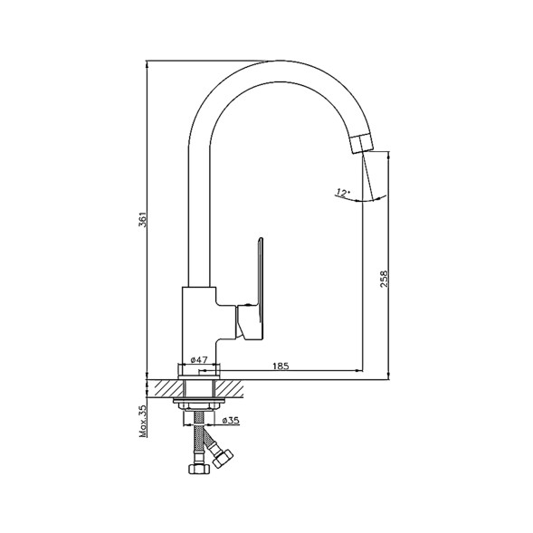 Смеситель для кухни 35к HB70590 HAIBA - HB70590 
