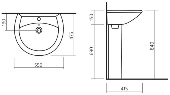 Раковина Sanita Аттика 55, белая (WB.PD/Attica/55-C/WHT.G/S1)