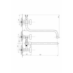 Смеситель для ванны и раковины 1/2 кер ПРОФСАН ПСМ-156-К80 &amp;quot;СТАНДАРТ А&amp;quot; эксцентрики &amp;quot;РУС&amp;quot;, ХРОМ - PSM-156-80 