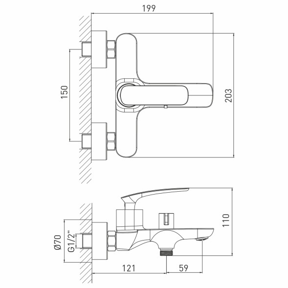 Смеситель для ванны 30k MIXLINE ML21-01 &amp;quot;Elegant&amp;quot; - ML21-01 