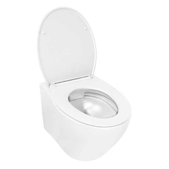 Унитаз подвесной Azario Keras 370х520х360 безободковый, с быстросъемным сиденьем микролифт, белый глянцевый (AZ-99046W)