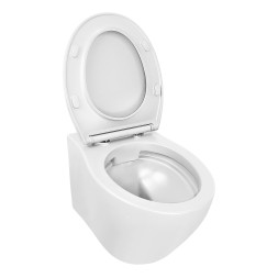 Унитаз подвесной Azario Keras 370х520х360 безободковый, с быстросъемным сиденьем микролифт, белый глянцевый (AZ-99046W)