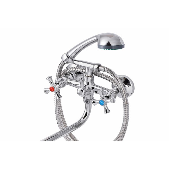 Смеситель для ванны и раковины 1/2 кер ПРОФСАН ПСМ-157-75 &amp;quot;ЕВРО&amp;quot;,  эксцентрики &amp;quot;ЕВРО&amp;quot;,мах КРЕСТ ХРОМ - PSM-157-75 