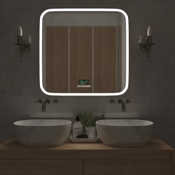 Зеркало MIXLINE &amp;quot;Стив-6&amp;quot; 800*680 (ШВ) сенсорный выключатель, часы, термометр, Bluetooth +подогрев - ФР-00001651 