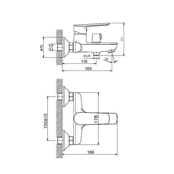 Смеситель для ванны 35к HB60198 HAIBA - HB60198 