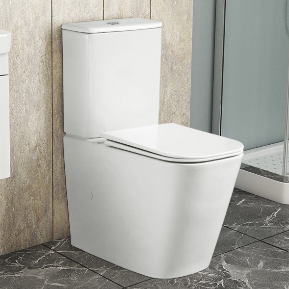 Унитаз-компакт Azario ESCONDA 355х620х805 напольный, безободковый, слив &amp;quot;Торнадо&amp;quot;, в комплекте с быстросъемным сиденьем микролифт (AZ-1255A)