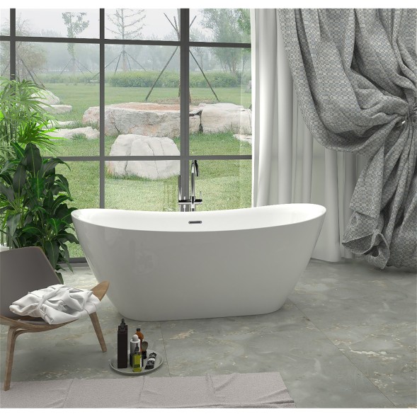 Ванна акриловая Azario GOLDFIELD 1700х750х650 свободностоящая, в комплекте с сифоном и металлической рамой (GOL17075)