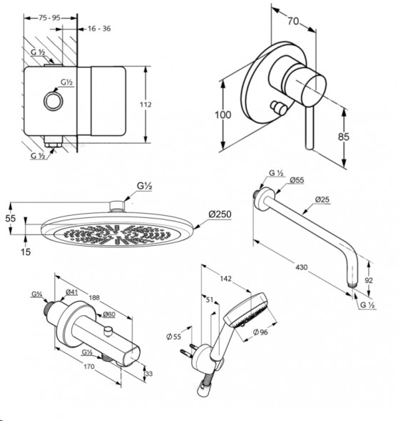 Душевая система 7в1 Kludi Bozz хром (386310576)