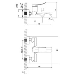 Смеситель для ванны и душа Azario ABILITY с ручным душем, керамический картридж, графит (AZ-VRY238331AJ)