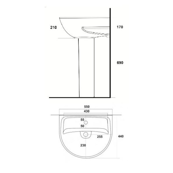 Раковина Sanita Эталон 55, белая (ETL55SAWB01)