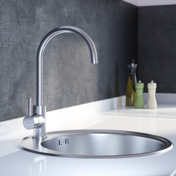 Смеситель для кухни 35к IDDIS K05STJ0i05 &amp;quot;Kitchen&amp;quot; нерж. сталь, высокий пов излив - K05STJ0i05 