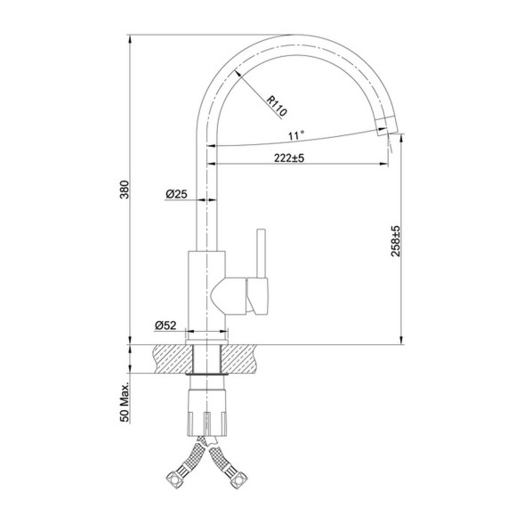 Смеситель для кухни 35к IDDIS K05STJ0i05 &amp;quot;Kitchen&amp;quot; нерж. сталь, высокий пов излив - K05STJ0i05 