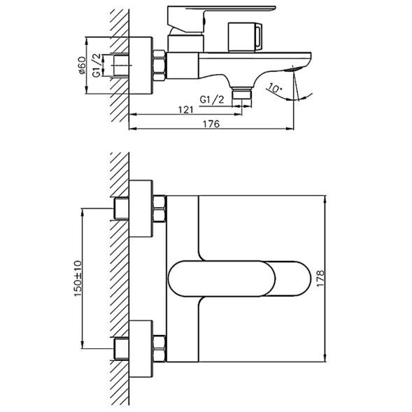 Смеситель для ванны 35к HB60590-7 HAIBA ЧЕРНЫЙ^ - HB60590-7 