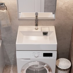 Раковина над стиральной машиной &amp;quot;ЛЕРОН&amp;quot; 60*50 ш*г, с кронштейнами (MIXLINE) - 00-001442 