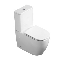 Унитаз-компакт Azario BONELLE 355х630х795 напольный, безободковый, слив "Торнадо", в комплекте с быстросъемным сиденьем микролифт (AZ-1229A)