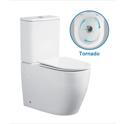 Унитаз-компакт Azario BONELLE 355х630х795 напольный, безободковый, слив "Торнадо", в комплекте с быстросъемным сиденьем микролифт (AZ-1229A)