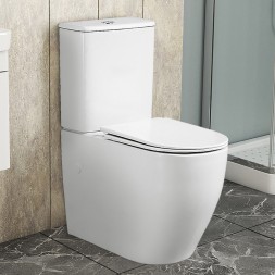 Унитаз-компакт Azario BONELLE 355х630х795 напольный, безободковый, слив "Торнадо", в комплекте с быстросъемным сиденьем микролифт (AZ-1229A)