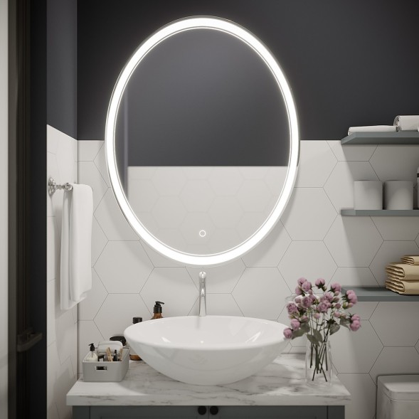 Зеркало MIXLINE &amp;quot;Дора&amp;quot; 700*900 (ШВ) овал, сенсорный выключатель, светодиодная подсветка - MLZ.Do.7-9.1.2 