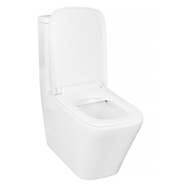 Унитаз-компакт Azario Quadro 605x340x810 напольный, смыв &amp;quot;Торнадо&amp;quot;, безободковый с сидением микролифт и арматурой, белый (AZ-2175 UQ1)