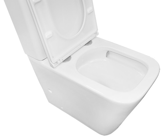 Унитаз-компакт Azario Quadro 605x340x810 напольный, смыв &amp;quot;Торнадо&amp;quot;, безободковый с сидением микролифт и арматурой, белый (AZ-2175 UQ1)