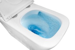 Унитаз-компакт Azario Quadro 605x340x810 напольный, смыв "Торнадо", безободковый с сидением микролифт и арматурой, белый (AZ-2175 UQ1)