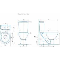 Унитаз-компакт &amp;quot;Соло&amp;quot; зеленый (гориз, нижн, сид. полип., 2-кн.арм.) (Rosa) - 4640021065778 