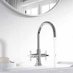 Смеситель для раковины Kludi Nova Fonte с донным клапаном, керамические кран-буксы, хром (201180520)