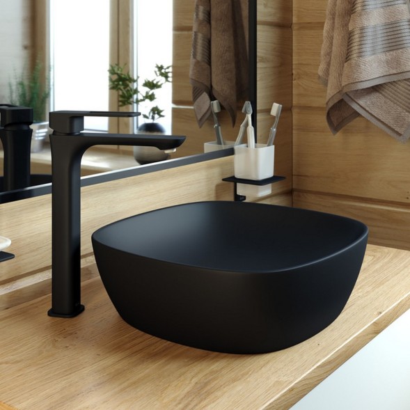 Смеситель для раковины 35к IDDIS SLIBL01i01 &amp;quot;Slide&amp;quot; литой, высокий, ЧЕРНЫЙ матовый - SLIBL01i01 