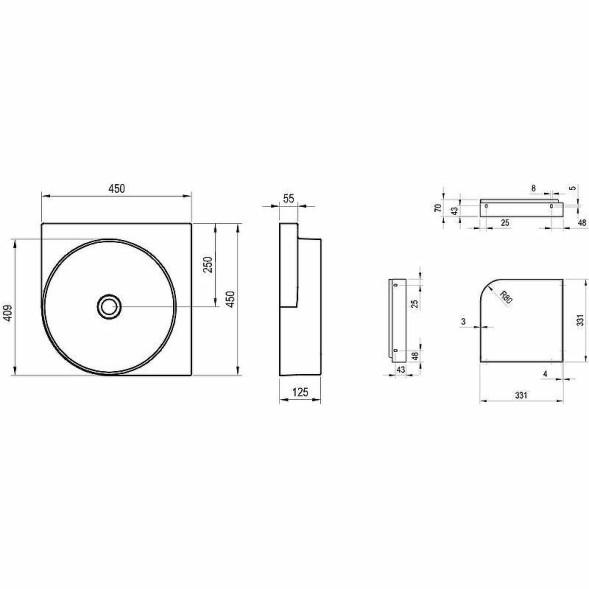 Раковина Ravak Yard 45 C угловая, белая (XJX01045000)
