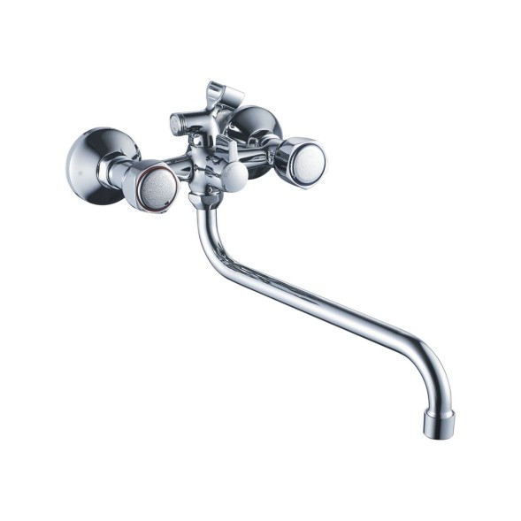 Смеситель для ванны и раковины 1/2 кер CN2209-2 CRON труб. излив 300 мм, с душ. аксессуарами ХРОМ - CN2209-2 