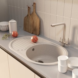 Мойка ML-GM16 КОМФОРТ овальная с крылом, бежевая (328), 730*460*180мм - 00-00009366 