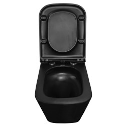 Унитаз подвесной Azario Teramo 490х345х355 безободковый, слив скрытое торнадо, быстросъемное сиденье микролифт, черный матовый (AZ-0052-UQ3MB)