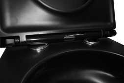 Унитаз подвесной Azario Teramo 490х345х355 безободковый, слив скрытое торнадо, быстросъемное сиденье микролифт, черный матовый (AZ-0052-UQ3MB)