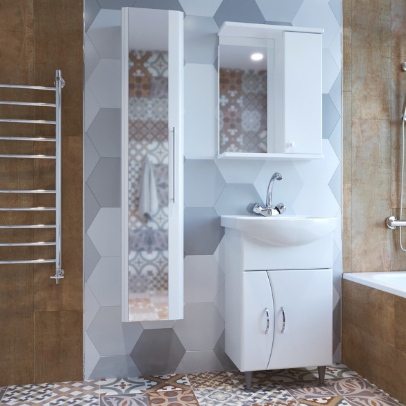 Зеркальный шкаф &amp;quot;НОРД-55&amp;quot; правый без подсветки (ПВХ) - 528386 