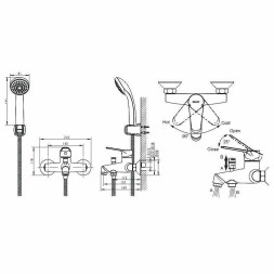 Смеситель для ванны Bravat EMERALDA с душевым гарнитуром, короткий излив, хром (F6135147CP-B-RUS)