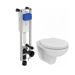 Комплект инсталляции Ideal Standard ProSys Eco Frame M с унитазом Eurovit Rimless безободковый Cut Rimless c сиденьем микролифт E131801 (W660101)