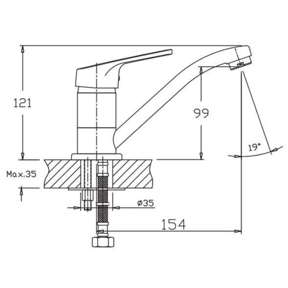 Смеситель для кухни 35к HB4516 HAIBA б/отв п/шпильку^ - HB4516 