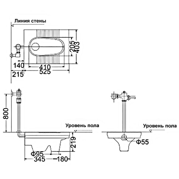 Унитаз напольный &amp;quot;Чаша Генуя&amp;quot; Creo Ceramique 525х405х220 мм, с гидрозатвором (SQ9100)
