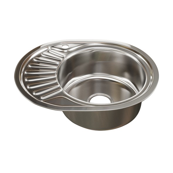 Мойка овал 57х45 (0,6) прав вып 3 1/2 MIXLINE 16 см с сифоном - 528191 