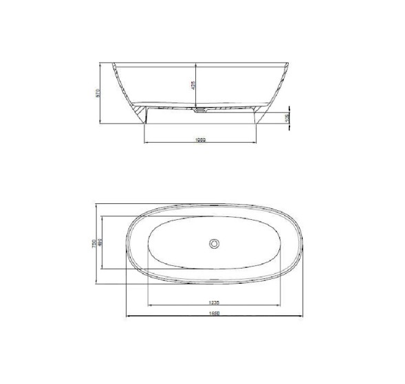 Ванна Stonex® Roca ARIANA 1650х750х570, отдельностоящая, белая