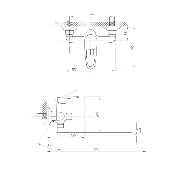 Смеситель для ванны и раковины 35к ПРОФСАН ПСМ-104-2 &amp;quot;КОМПЛЕКТАЦИЯ&amp;quot;  эксцентрики &amp;quot;ЕВРО&amp;quot; ХРОМ - PSM-104-2 