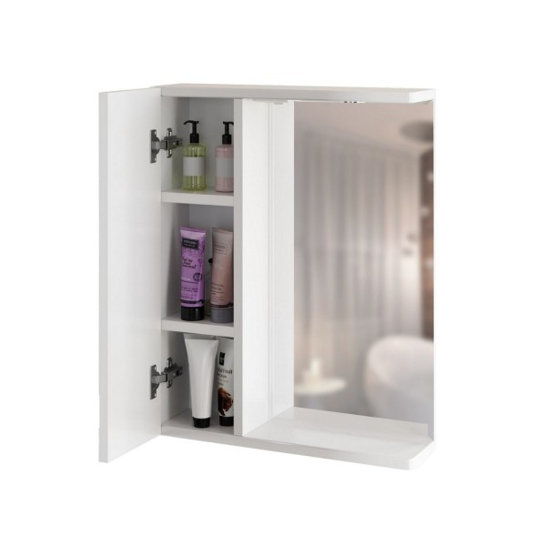 Зеркальный шкаф &amp;quot;КВАДРО-55&amp;quot; левый с подсветкой (ПВХ) - 551700 