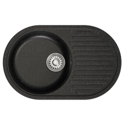 Мойка ML-GM16 КОМФОРТ овальная с крылом, черная (308), 730*460*180мм - 00-00009363 