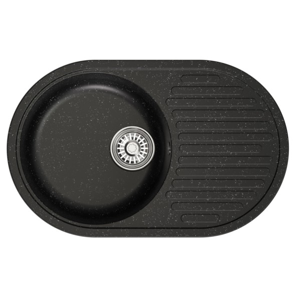 Мойка ML-GM16 КОМФОРТ овальная с крылом, черная (308), 730*460*180мм - 00-00009363 